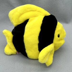 Vtg TY Beanie Buddies Bubbles Fish Yellow Black Stripe 1998 Plush Stuffed 10.5"